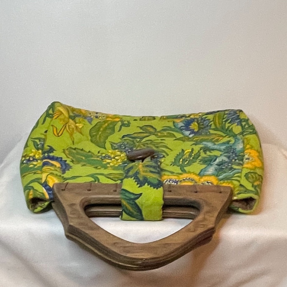 Sixties vintage grandma chic quilted wood handbag - Picture 6 of 13